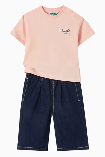 تي شيرت بطبعة شعار الماركة قطن عضوي