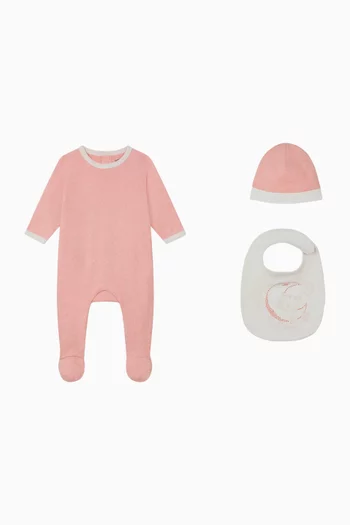 طقم هدايا مزين بزهرة بوكي قطن، 3 قطع