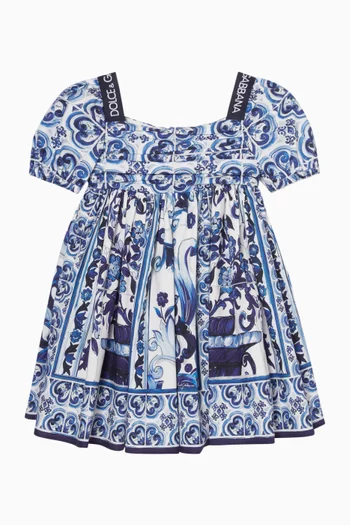 Majolica Print Dress in Poplin