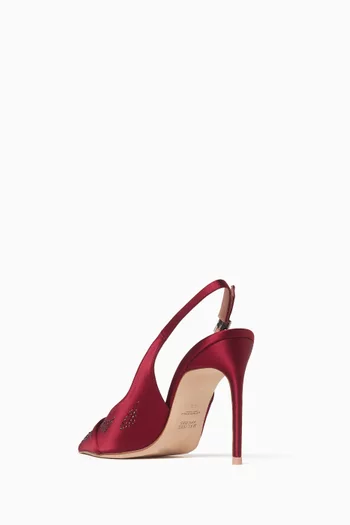 Jazz 90 Slingback Crystal Pumps in Satin