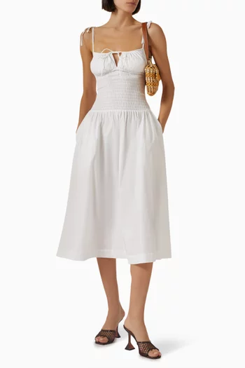 فستان لورا متوسط الطول قطن