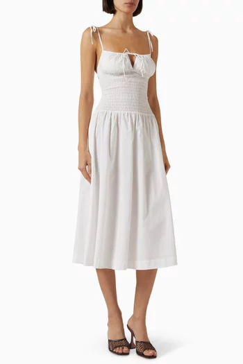 فستان لورا متوسط الطول قطن