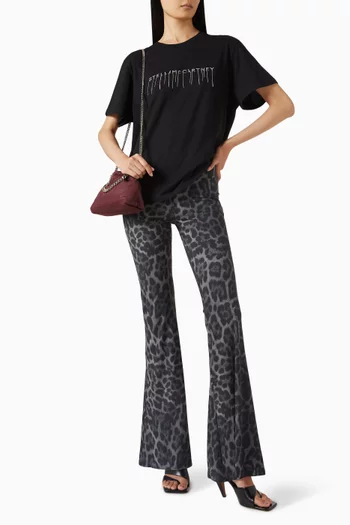 Embellished Logo Fringe T-shirt in Cotton