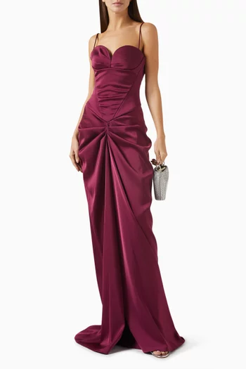 Forme Tranquille Draped Maxi Dress in Satin