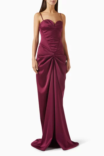 Forme Tranquille Draped Maxi Dress in Satin