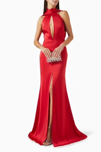 Legerete Cut-out Maxi Dress in Satin