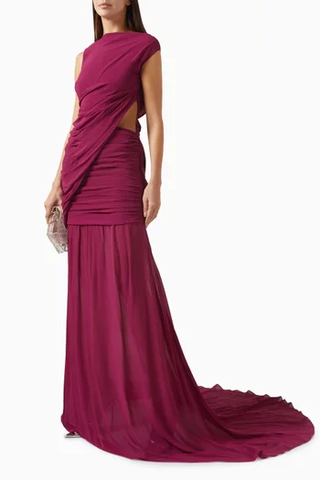 Ombre Draped Maxi Dress in Silk