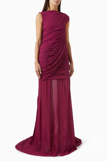 Ombre Draped Maxi Dress in Silk