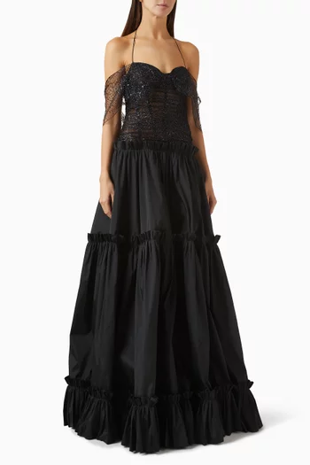 Apaise Embellished Maxi Dress in Tulle
