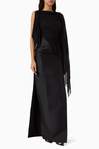 Teinte Subtile Maxi Dress in Crepe Georgette & Mikado