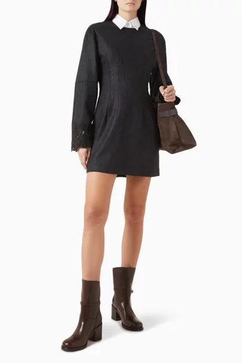 Lace-cuff Dress in Wool