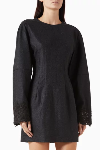 Lace-cuff Dress in Wool