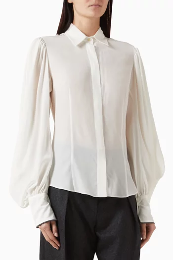 Bead-embellished Cuff Shirt in Silk
