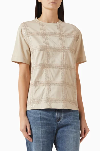 Sequin-embroidered T-shirt Cotton Jersey