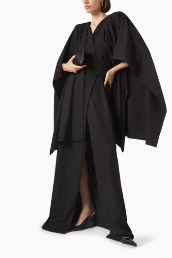 Cape Dress in Suit-crepe