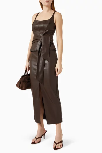 Meg Midi Skirt in Vegan Leather