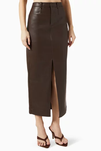 Meg Midi Skirt in Vegan Leather