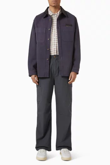 قميص بنمط جاكيت بياقة جلد تويل