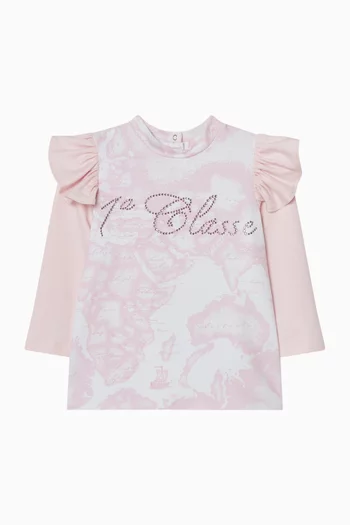 فستان بحواف كشكش قطن