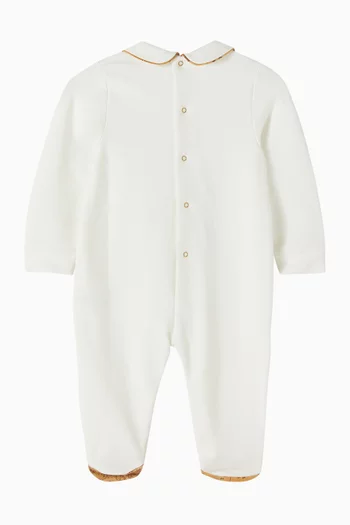Geo-heart Embroidered Sleepsuit in Cotton