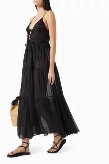 فستان ميف بطبقات متعددة قطن وحرير