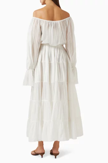 فستان بياتريس بأكتاف مكشوفة قطن وحرير