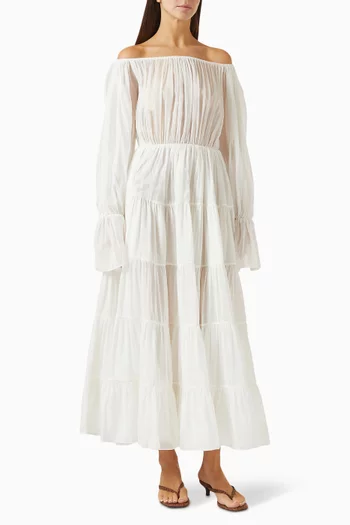 فستان بياتريس بأكتاف مكشوفة قطن وحرير