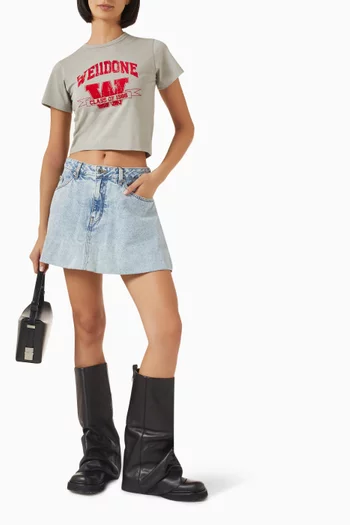 Printed Cropped T-shirt in Cotton