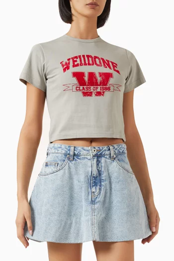 Printed Cropped T-shirt in Cotton
