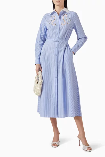 "EFTERPI CUT EMBROIDERED LONG SHIRT DRESSCOTTON 100%COLOR: SKY BLUE SIZES: XS S M L XL ":Light/Pastel Blue:XS|218693727