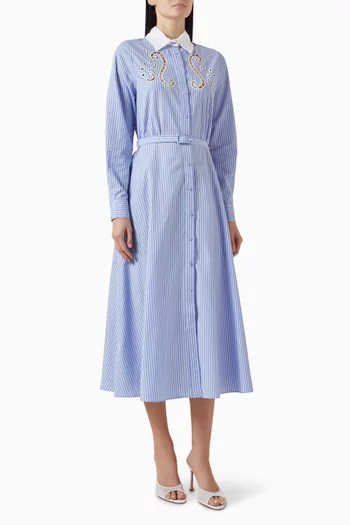 "EFTERPI CUT EMBROIDERED LONG SHIRT DRESSCOTTON 100%COLOR: SKY BLUE SIZES: XS S M L XL ":Light/Pastel Blue:XS|218693727