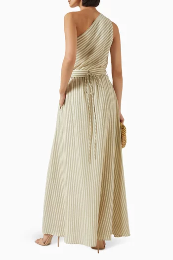 "RIVIERA ONE SHOULDER MAXI DRESSCOTTON 99% - LUREX 1%COLOR: PISTACHIO - GOLD SIZES: XS S M L XL":Gold    :M|218693741