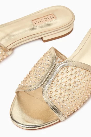 Frederica Crystal-embellished Slides in Mesh