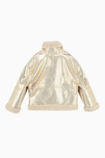 جاكيت بيترا فرو وقماش لامع