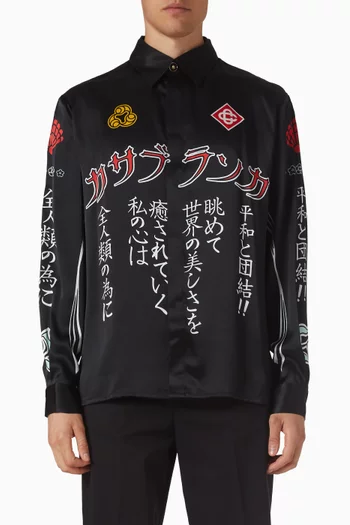 Emblem Shirt in Silk-satin