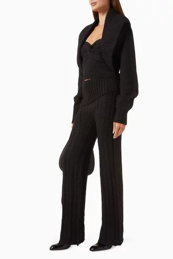 Foldover Pants in Cable-knit