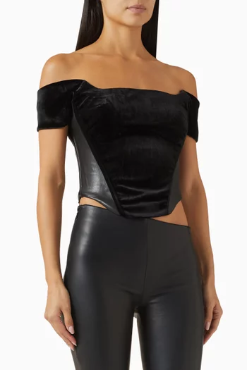 Contouring Bardot Corset Top in Velvet