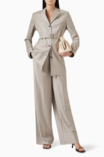 بنطال بقصة فضفاضة صوف