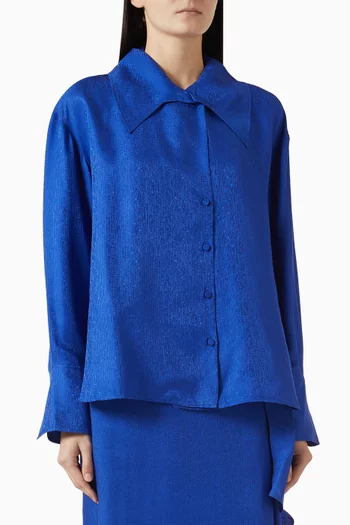 قميص بقصة فضفاضة حرير جاكار