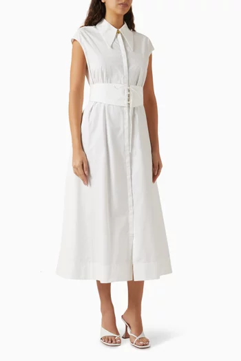Callista Belted Dress in Cotton