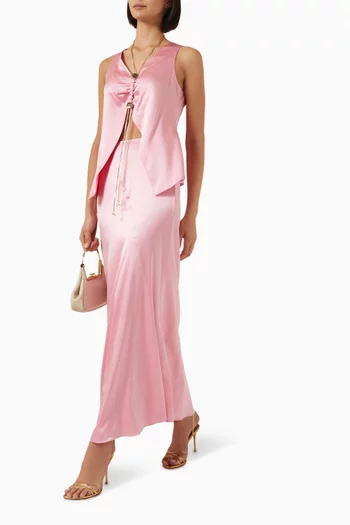 بلوزة جيما مزينة بحلي ستان حريري