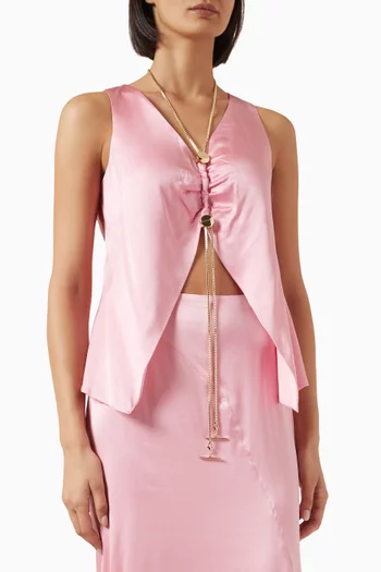 بلوزة جيما مزينة بحلي ستان حريري