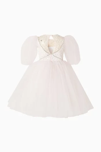 فستان بلوم مزين باللؤلؤ