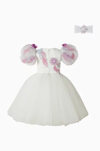 فستان فلوكس مطرز بخرز تول