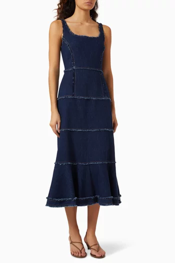 Stefania Midi Dress in Denim