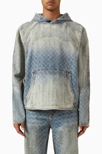 كنزة بغطاء رأس بتفاصيل ممزقة دينم