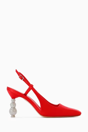 Natalia Crystal Pumps in Satin