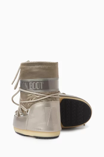Icon Glance Platinum Boots in Satin
