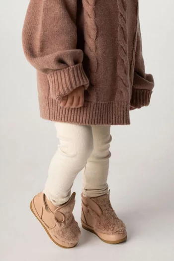 Roumi Fluffy Bunny Boots in Leather & Faux Fur