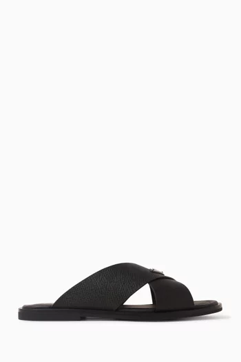 Crisscross Slides in Saffiano Leather